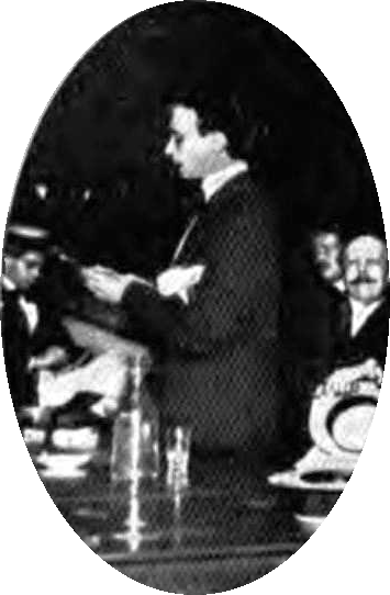 Tito L. Foppa en un mitin contra el cierre de los teatros  (Buenos Aires, 21 de enero de 1913)
